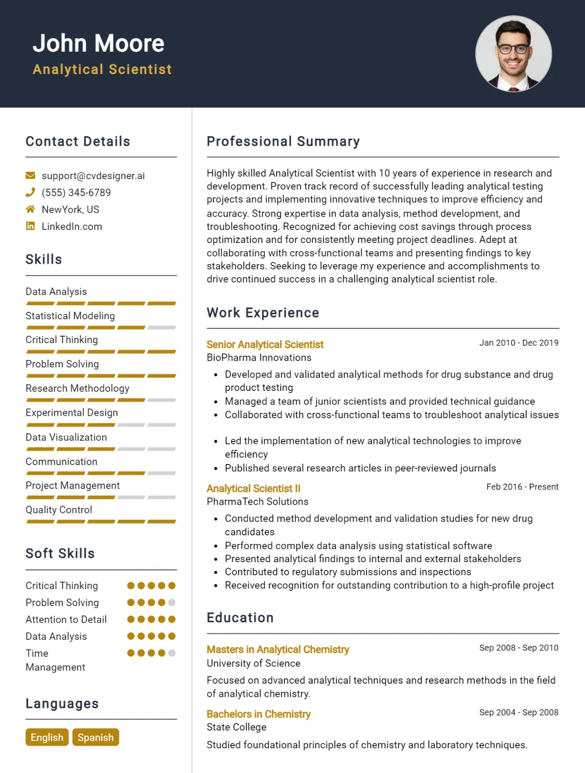 Analytical Scientist CV Example