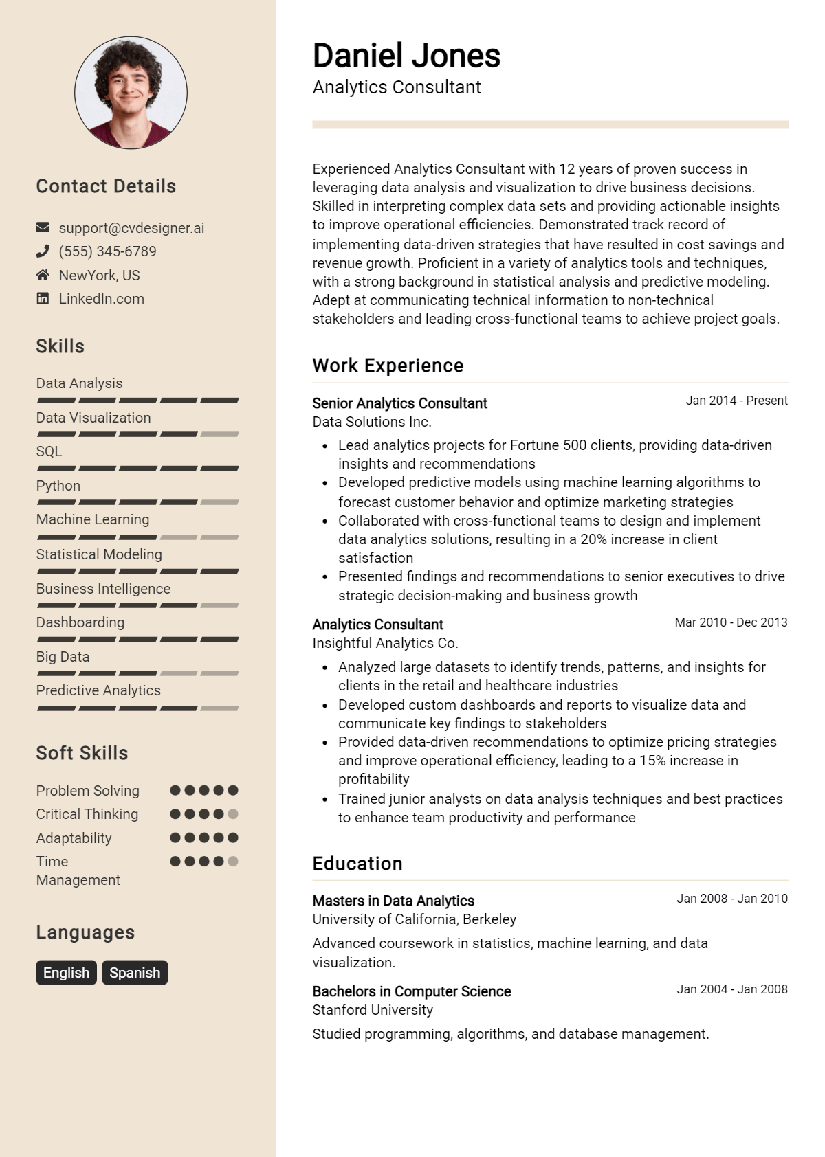 Analytics Consultant Resume Example