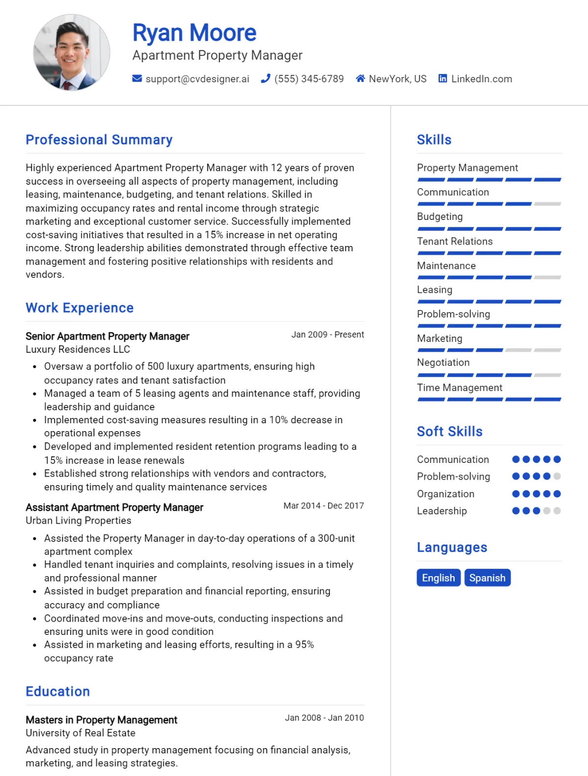 Apartment Property Manager CV Example
