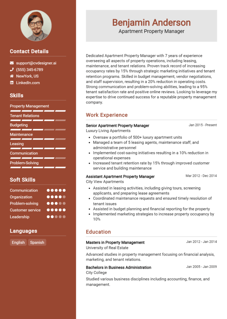 Apartment Property Manager Resume Example