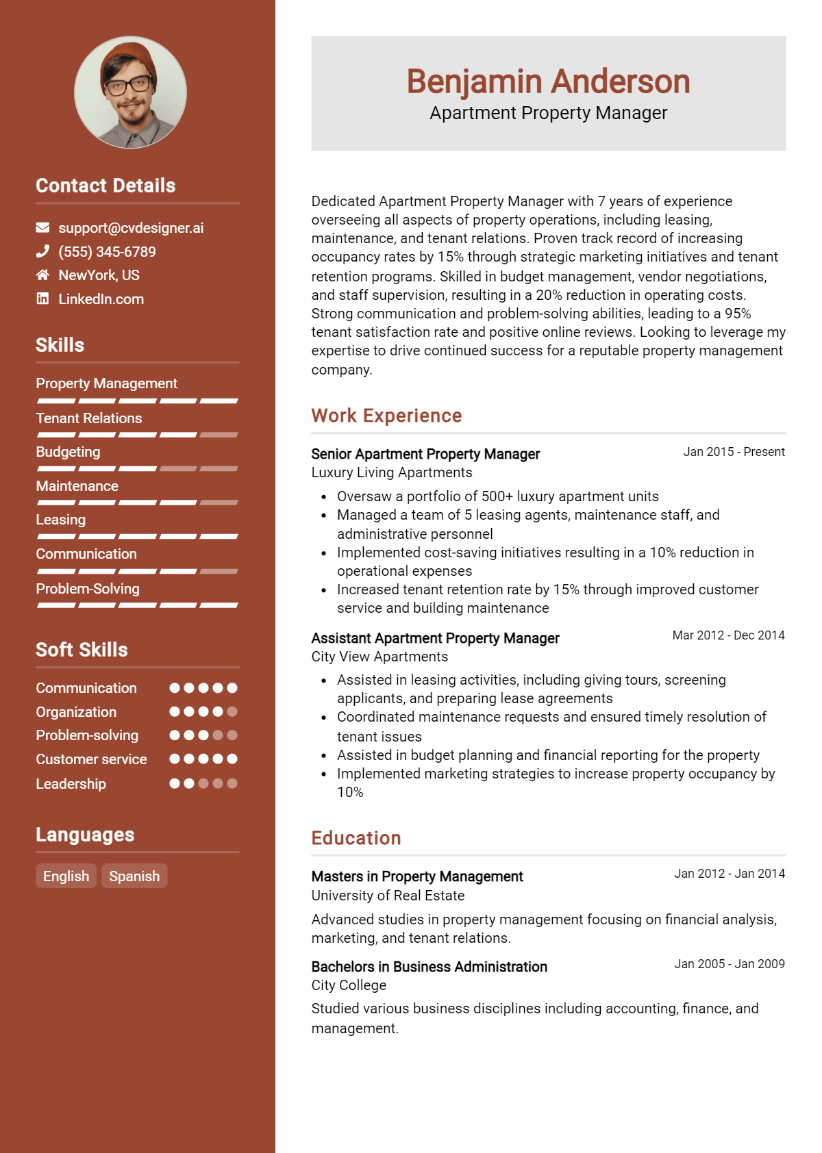 Apartment Property Manager Resume Example