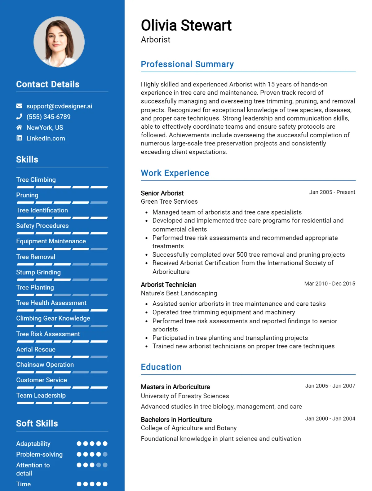 Arborist CV Example