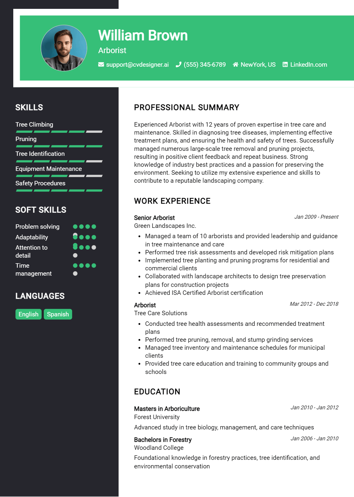 Arborist Resume Example