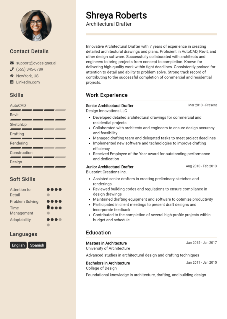 Architectural Drafter Resume Example for 2025: How to Craft a Winning CV