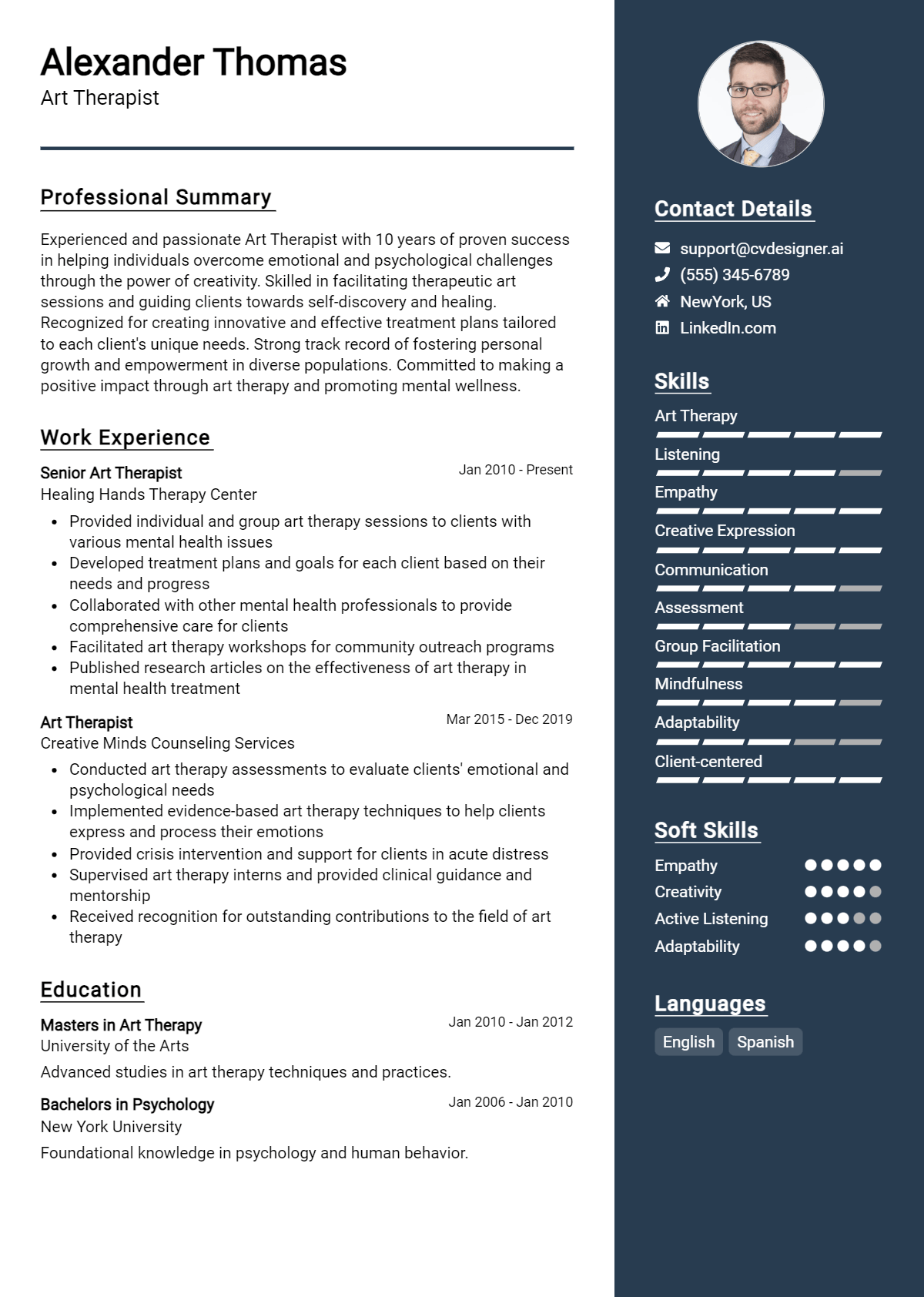Art Therapist Resume Example