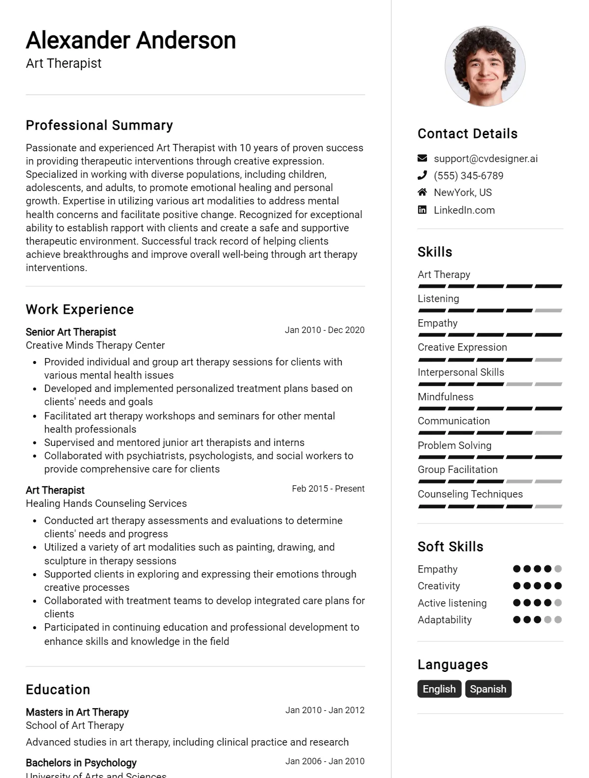 Art Therapist CV Example