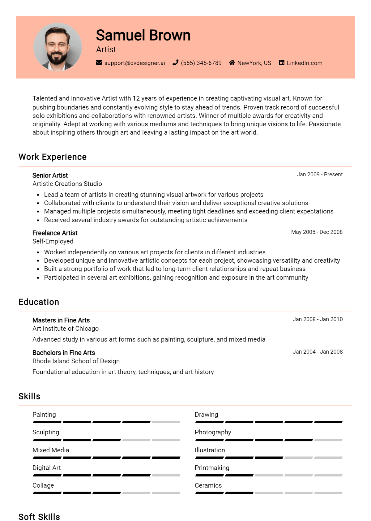 Artist Resume Example