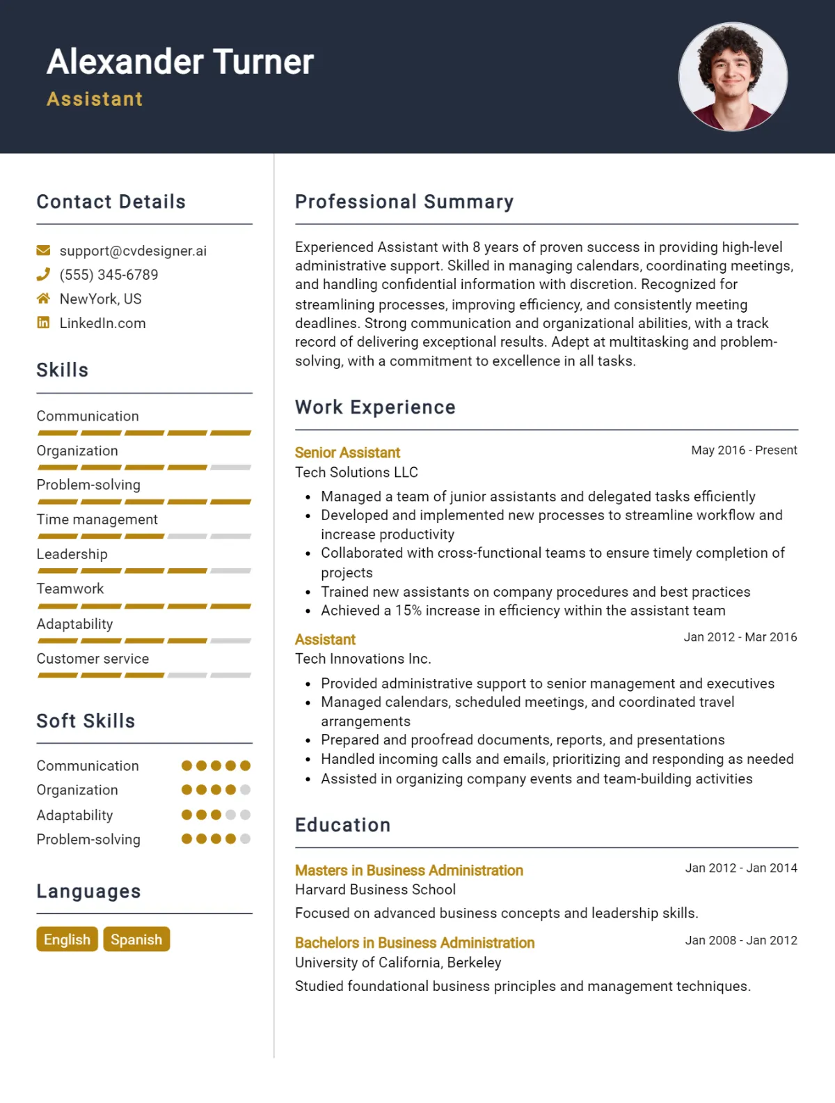 Assistant CV Example