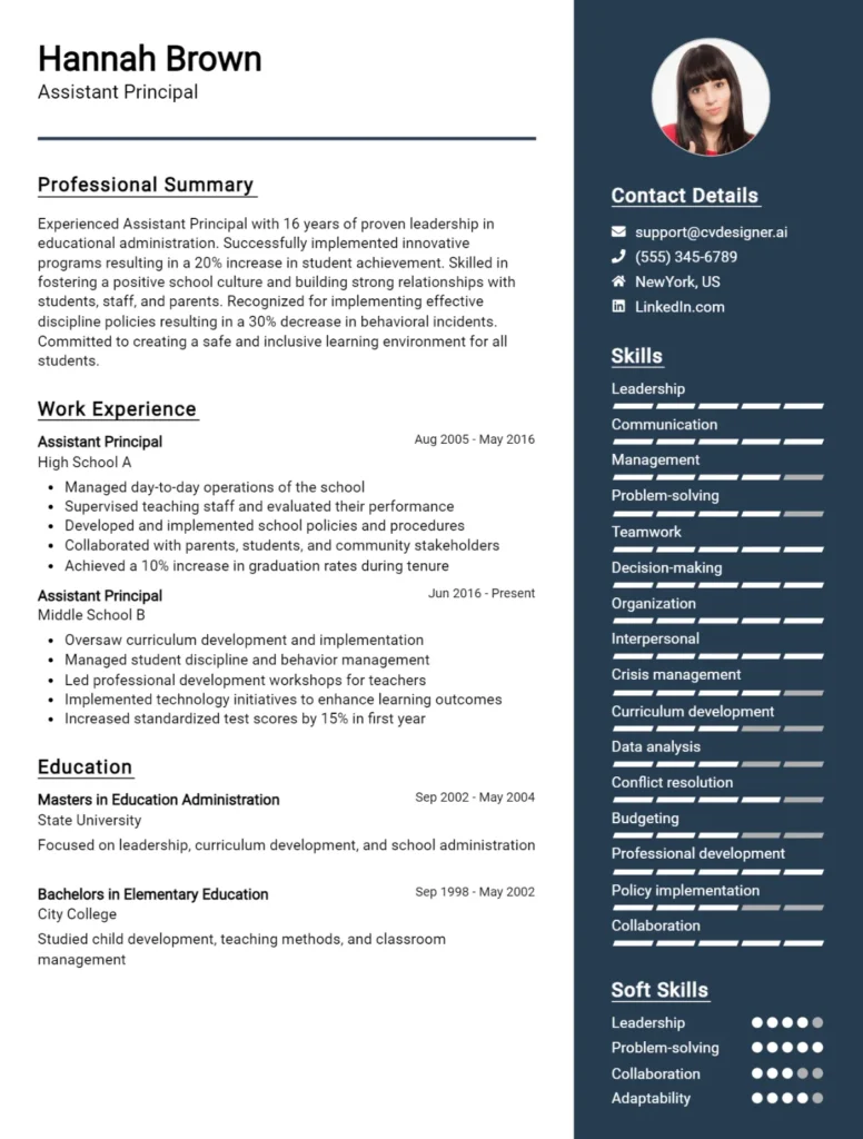 14 Teaching Assistant CV Examples & Free Templates For 2024 - CVDesigner.ai