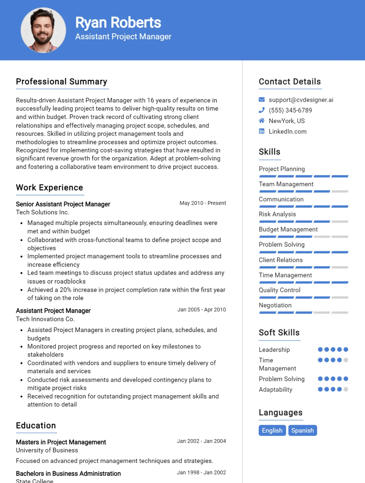 Assistant Project Manager CV Example