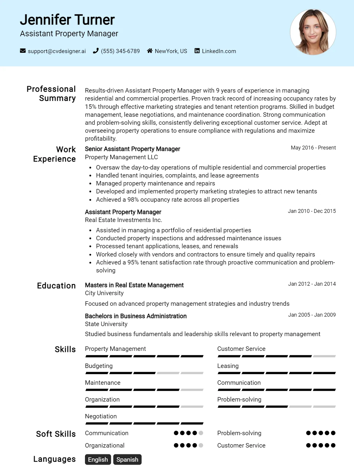 Assistant Property Manager CV Example