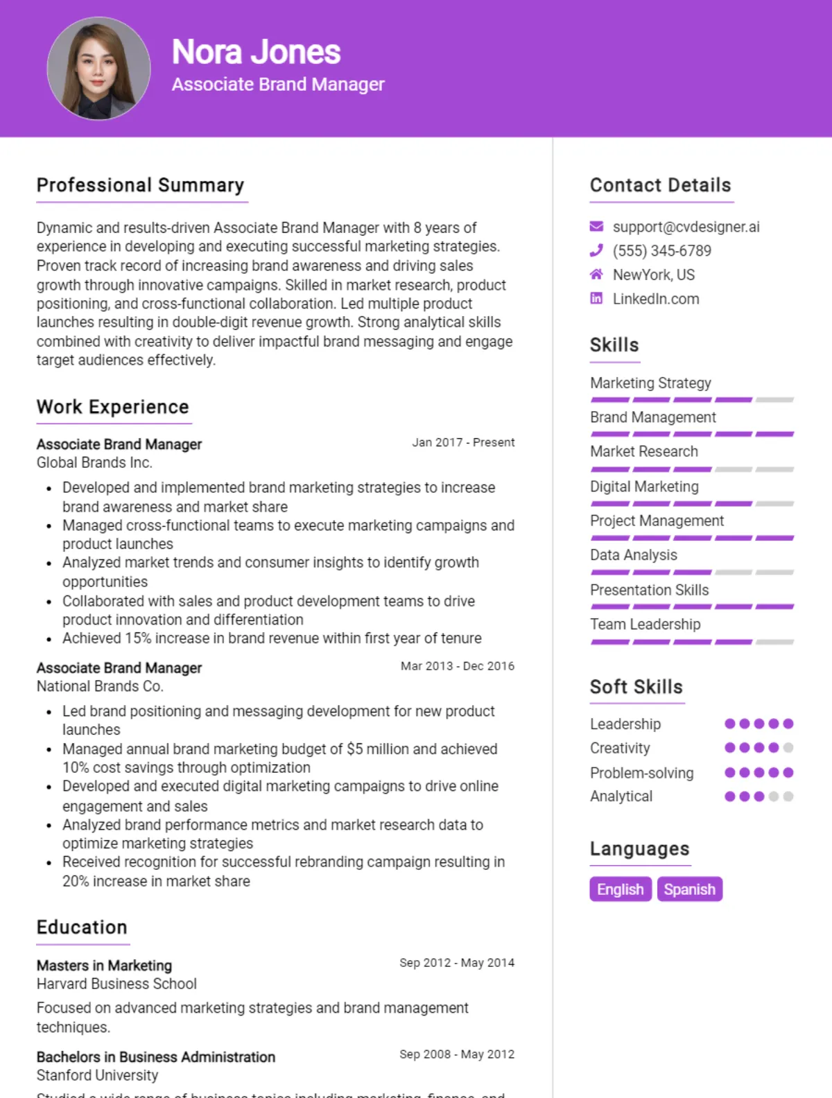 Associate Brand Manager CV Example