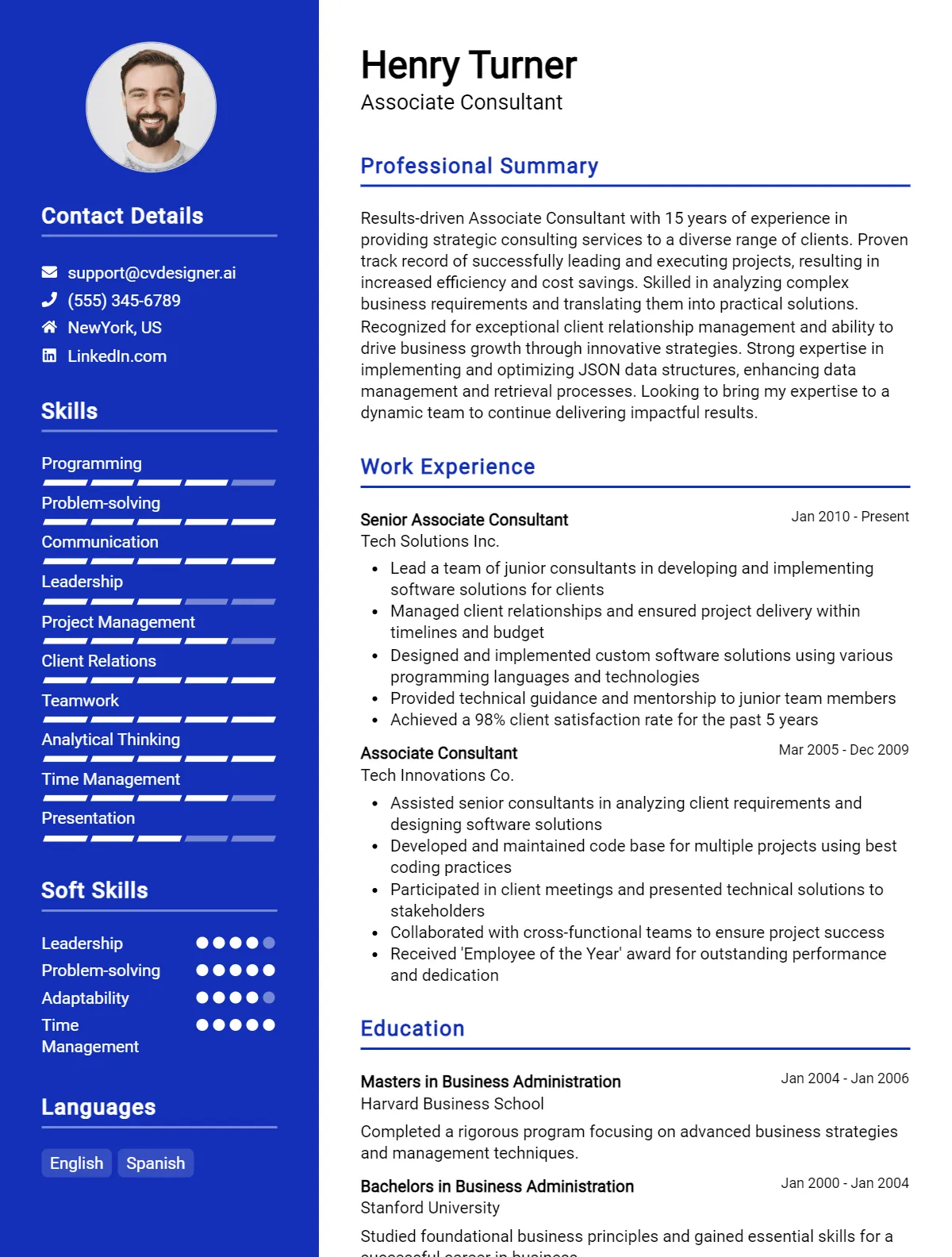 Associate Consultant CV Example