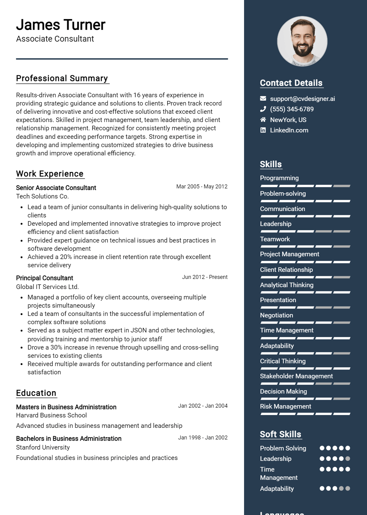 Associate Consultant Resume Example