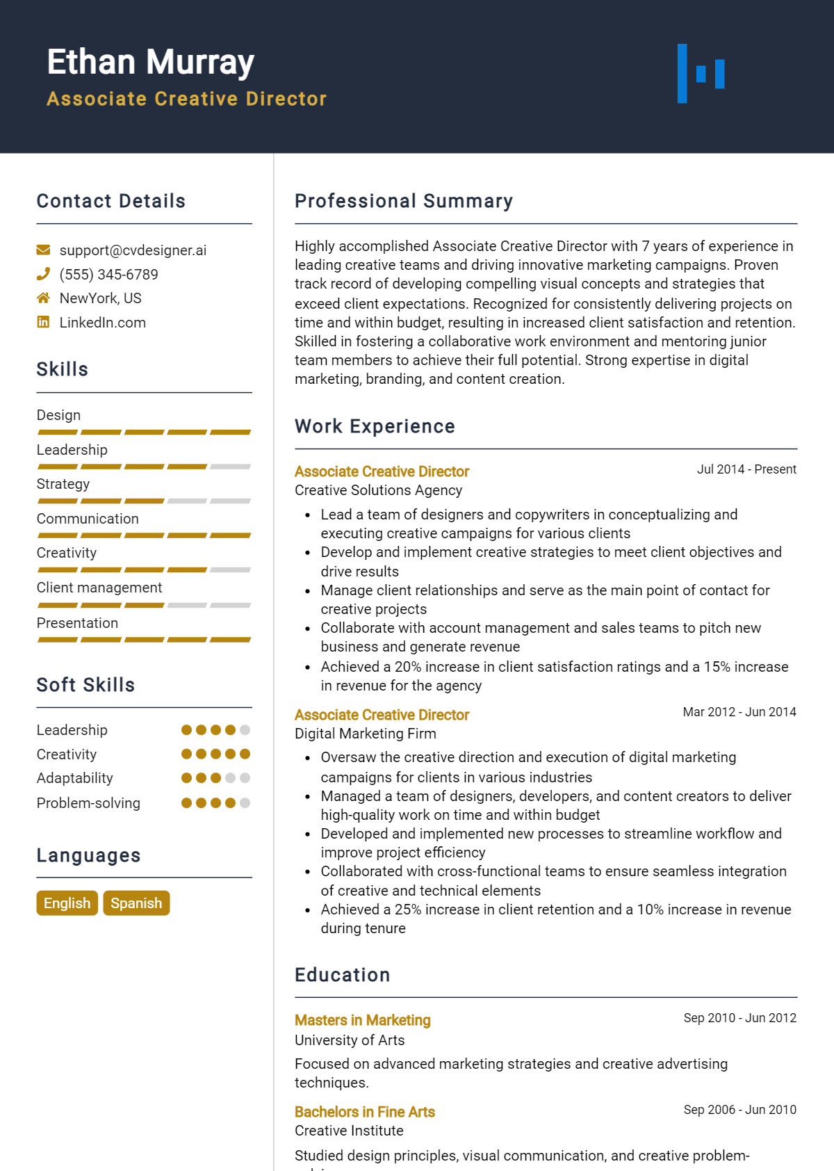 Associate Creative Director Resume Example