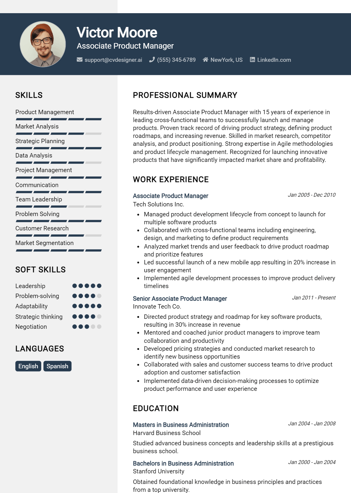 Associate Product Manager Resume Example