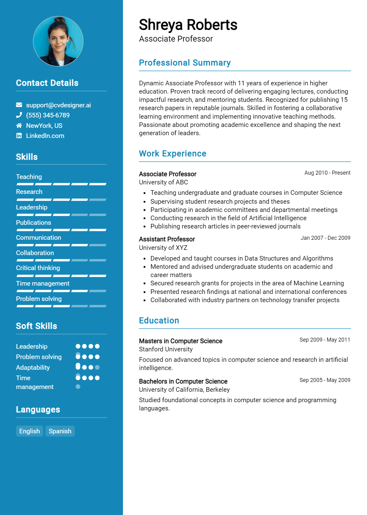 Associate Professor Resume Example