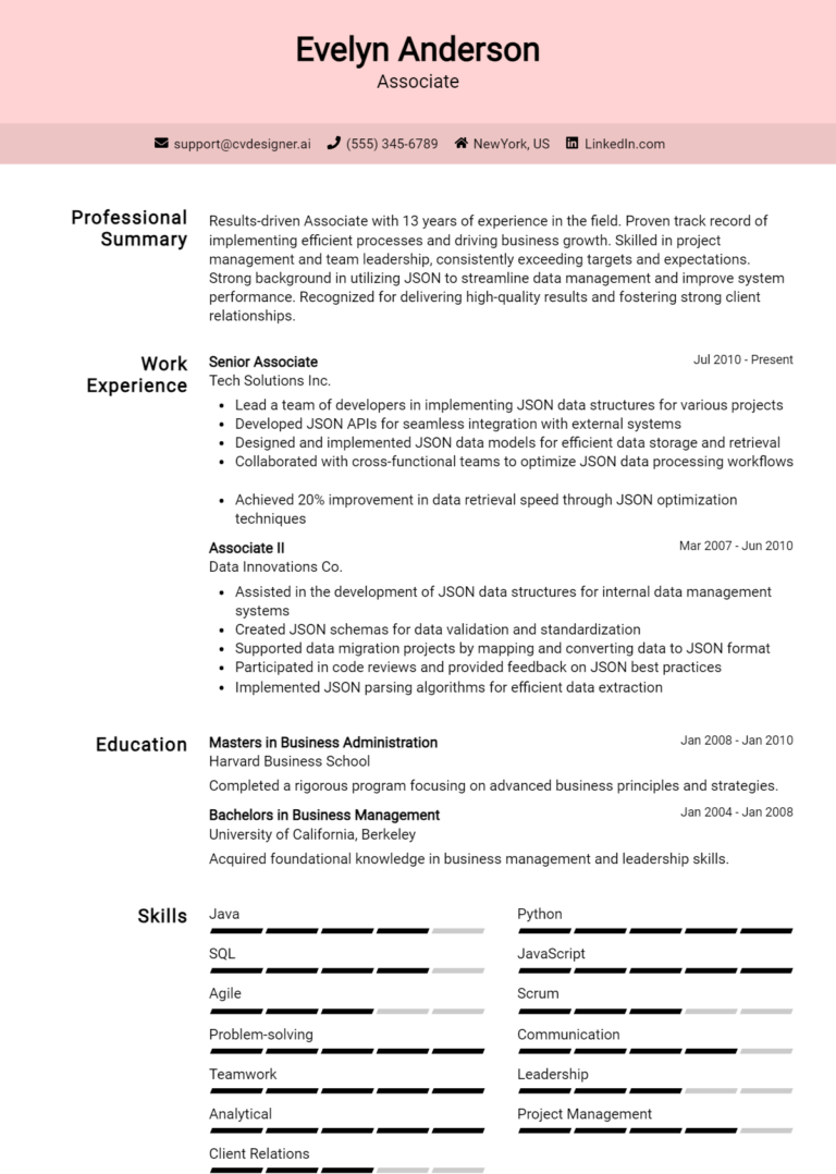 Associate Resume Example for 2025: Resume Guide