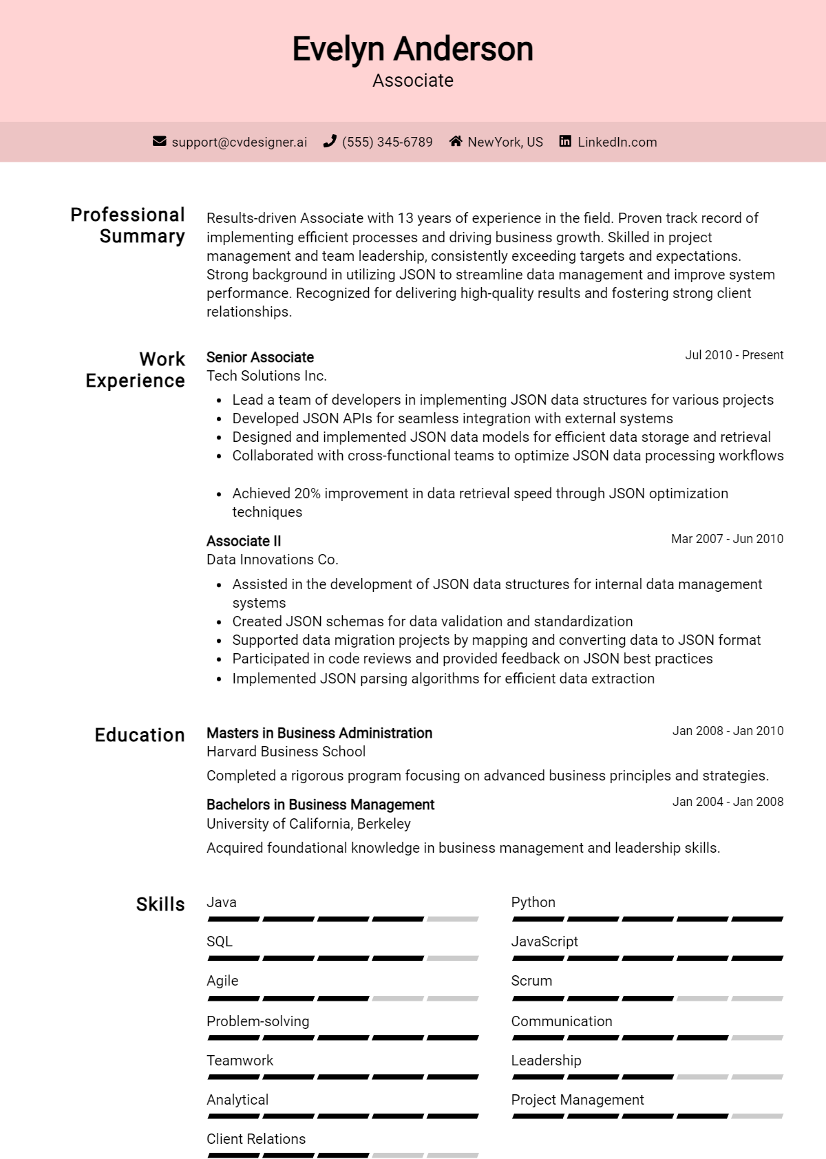 Associate Resume Example