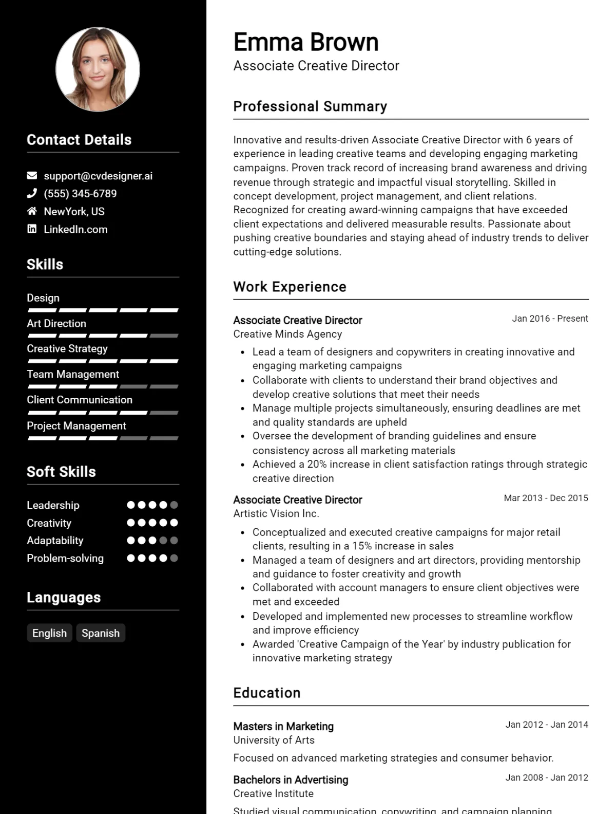 Associate Creative Director CV Example