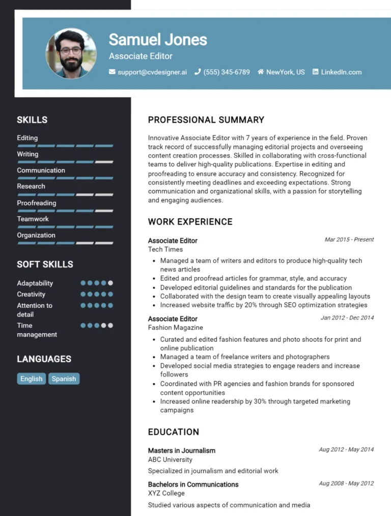 Associate Editor CV Example For 2025: How to Craft a Winning CV