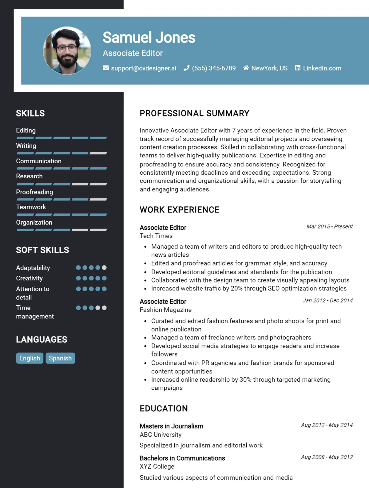 Associate Editor CV Example