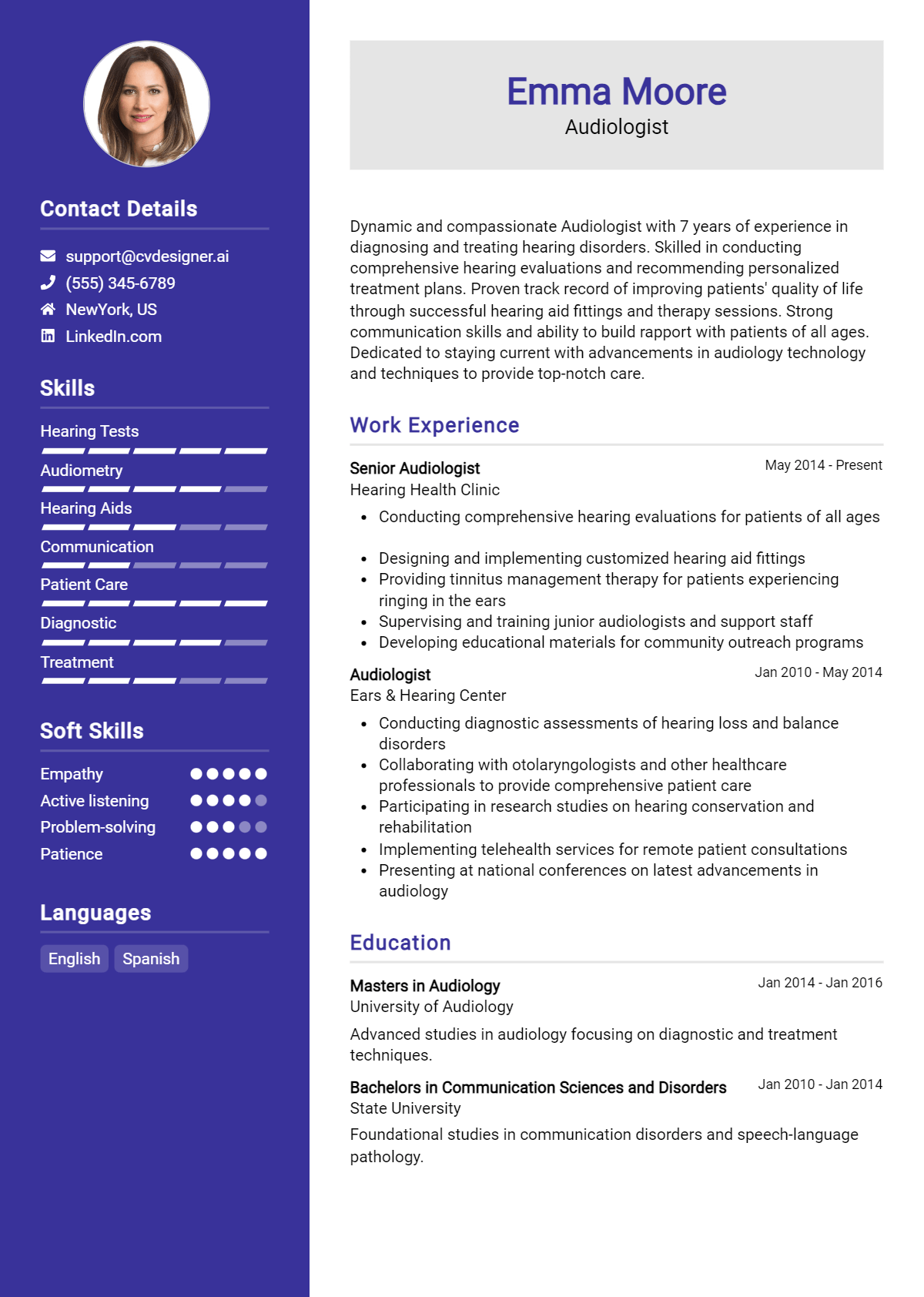 Audiologist Resume Example
