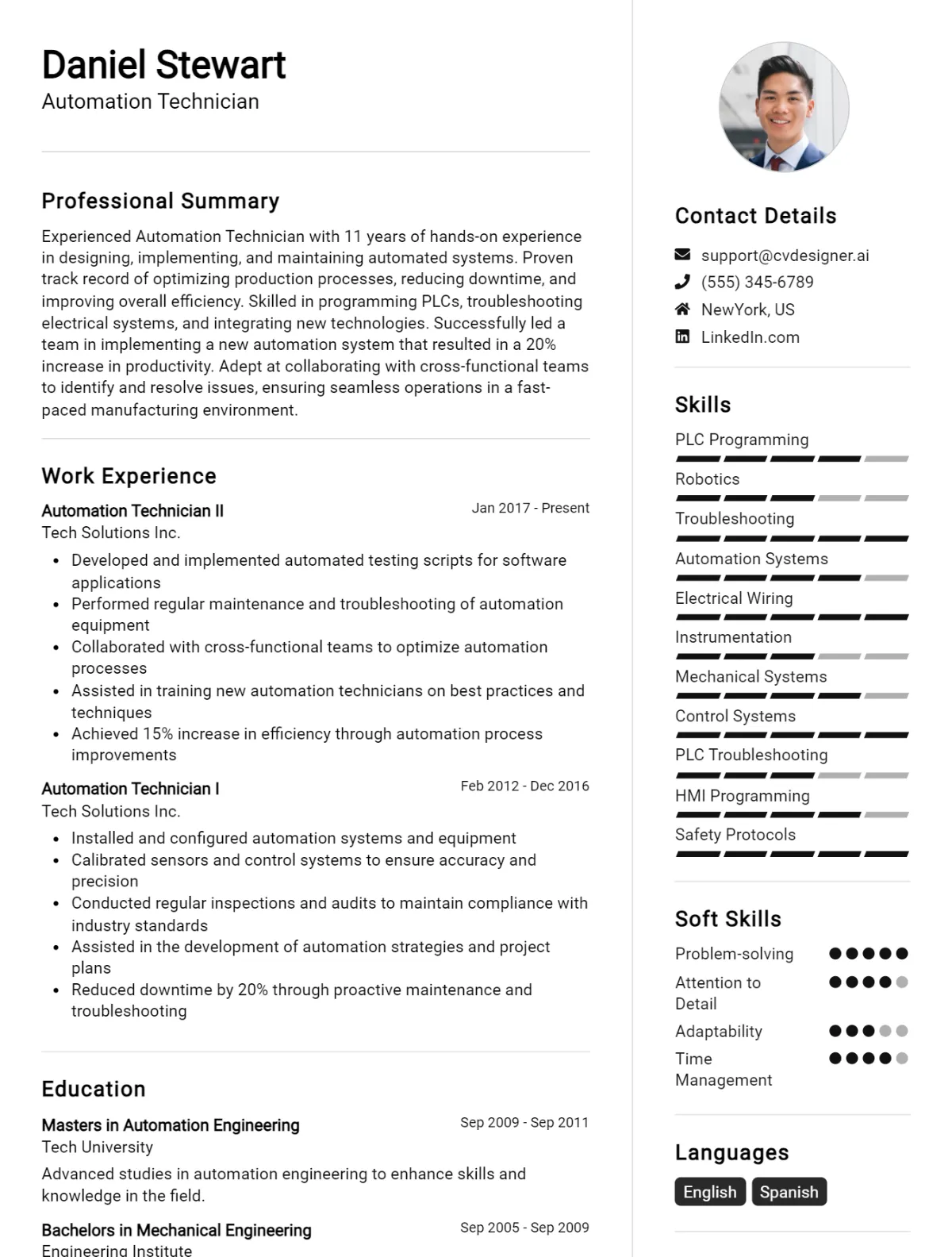 Automation Technician CV Example