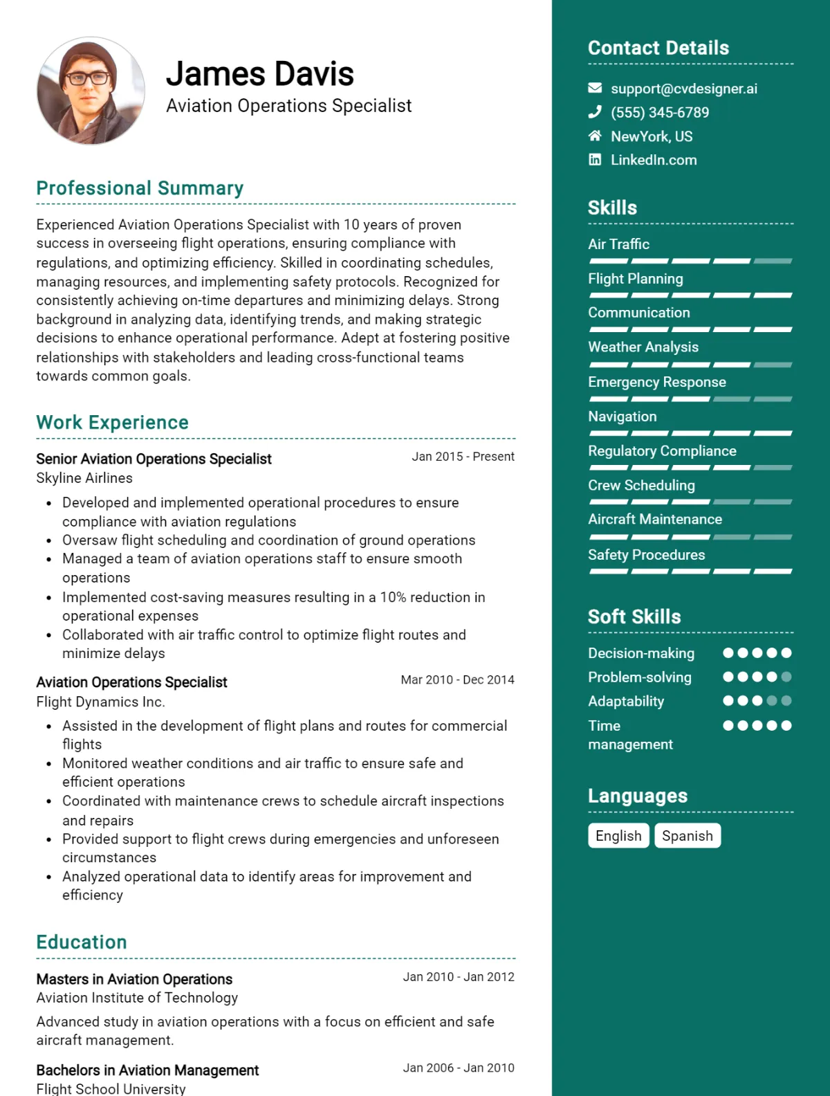 Aviation Operations Specialist CV Example