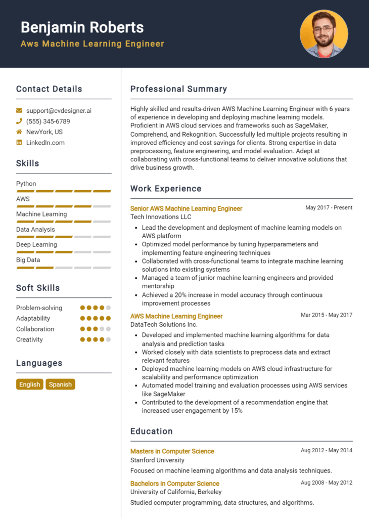 Aws Machine Learning Engineer Resume Example