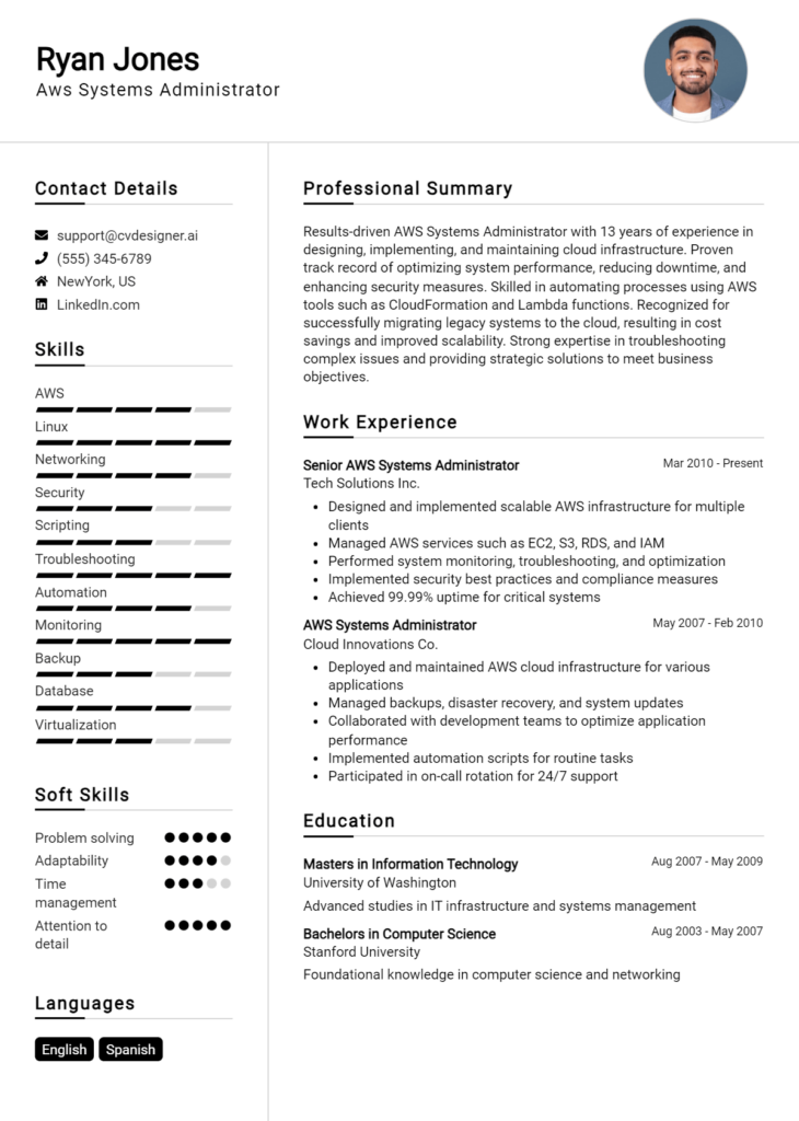 Aws Systems Administrator Resume Example