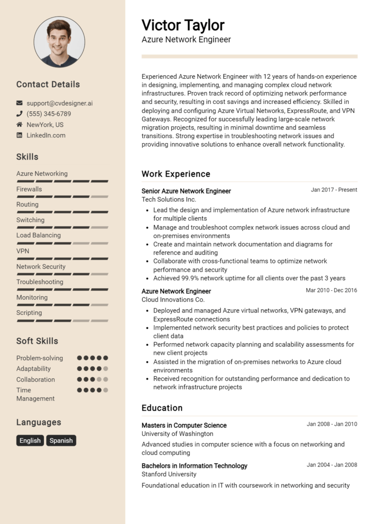 10 Azure Network Engineer Resume Examples for 2025: Top CV Skills