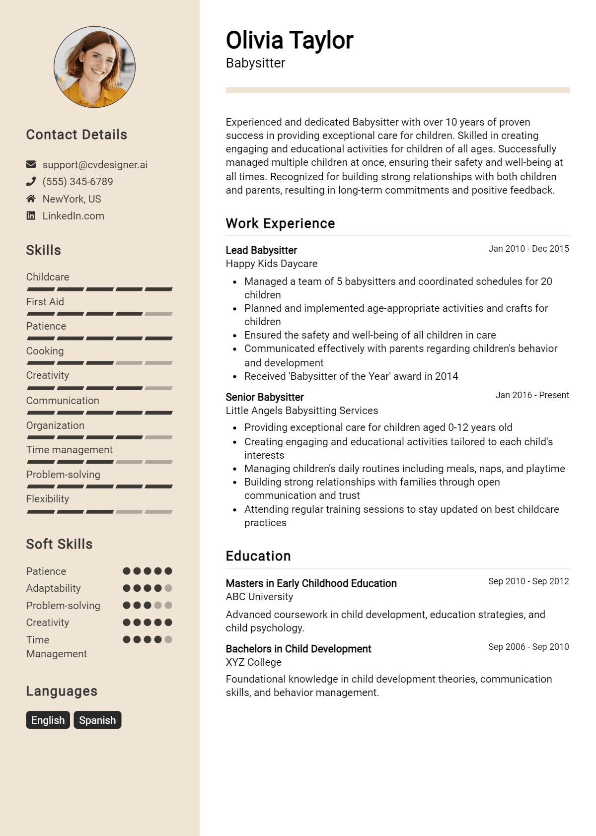 Babysitter Resume Example