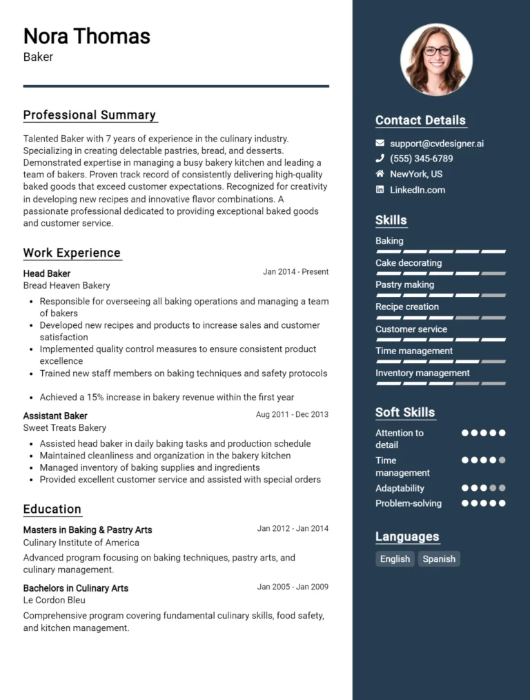 Baker CV Example For 2025: Best Tips & Templates