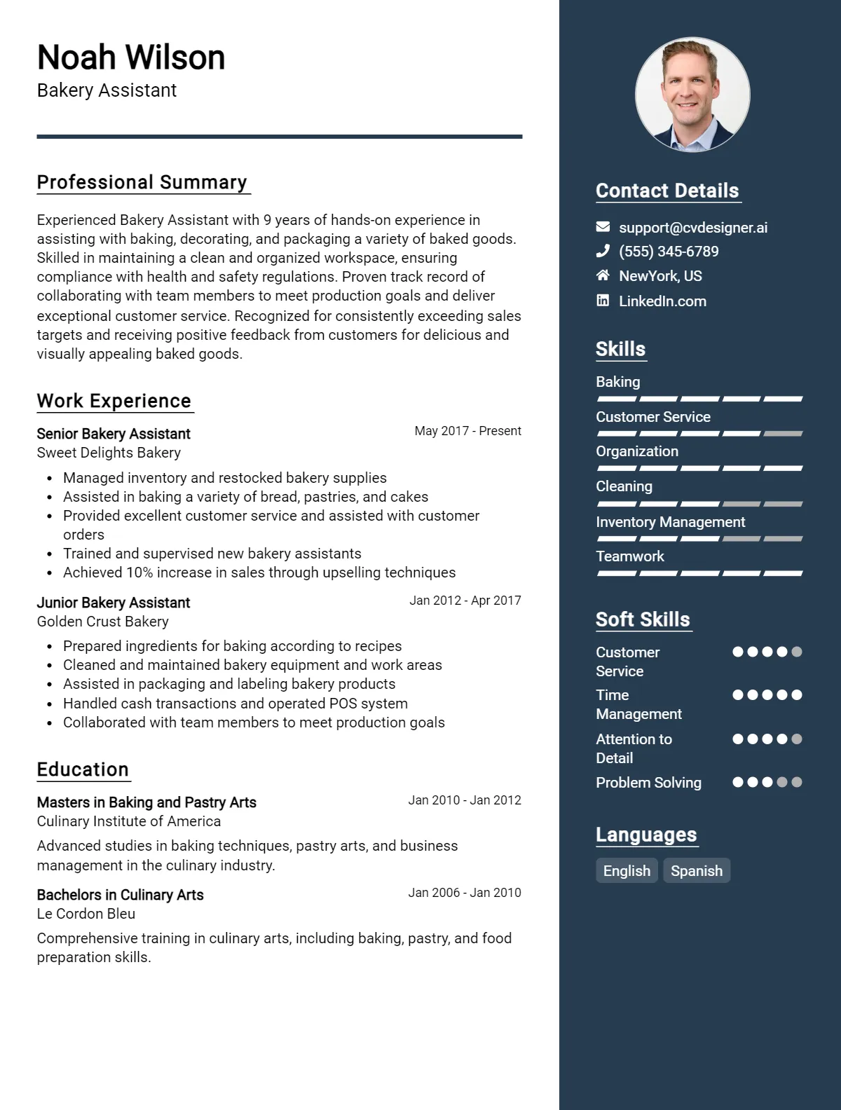 Bakery Assistant CV Example