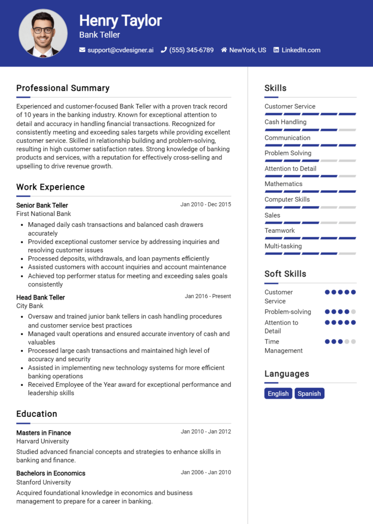 12 Bank Teller Resume Examples And Templates for 2025