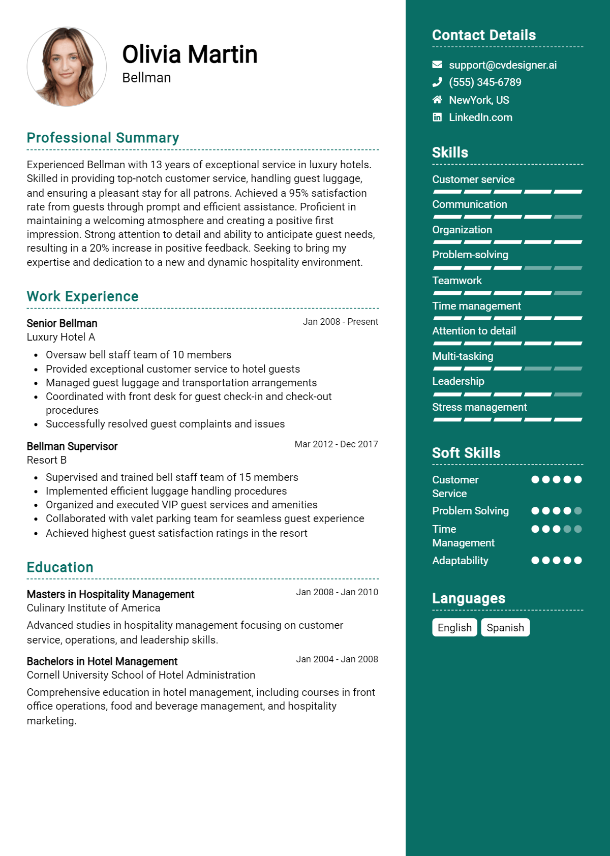 Bellman Resume Example