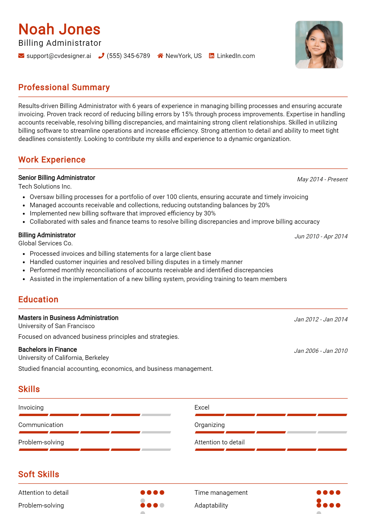 Billing Administrator Resume Example