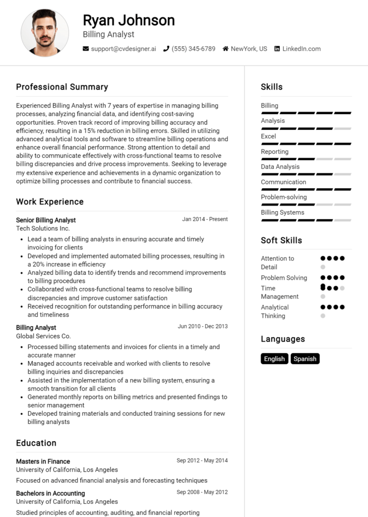 8 Billing Clerk Resume Examples And Templates for 2024 - CVDesigner.ai