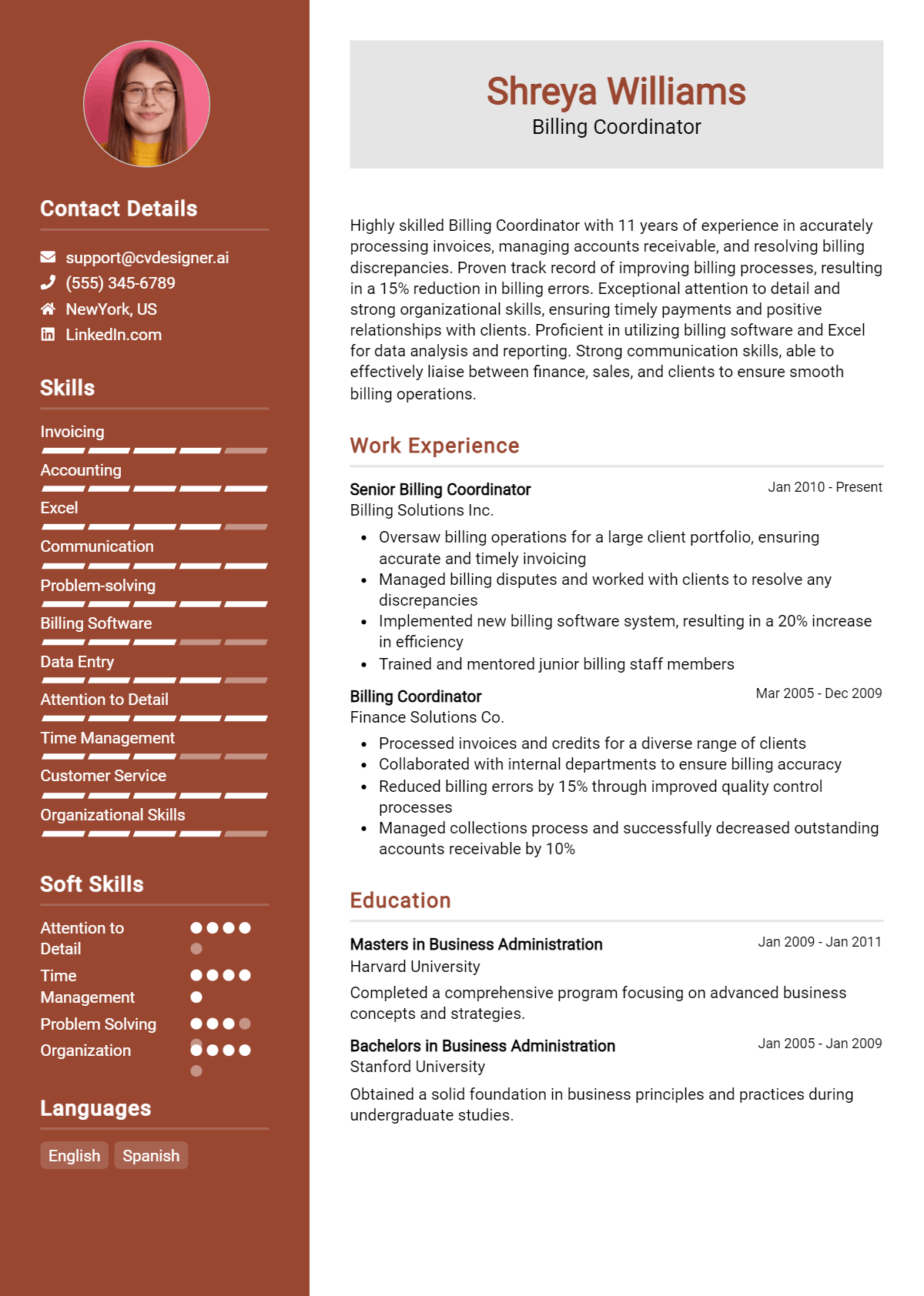 Billing Coordinator Resume Example
