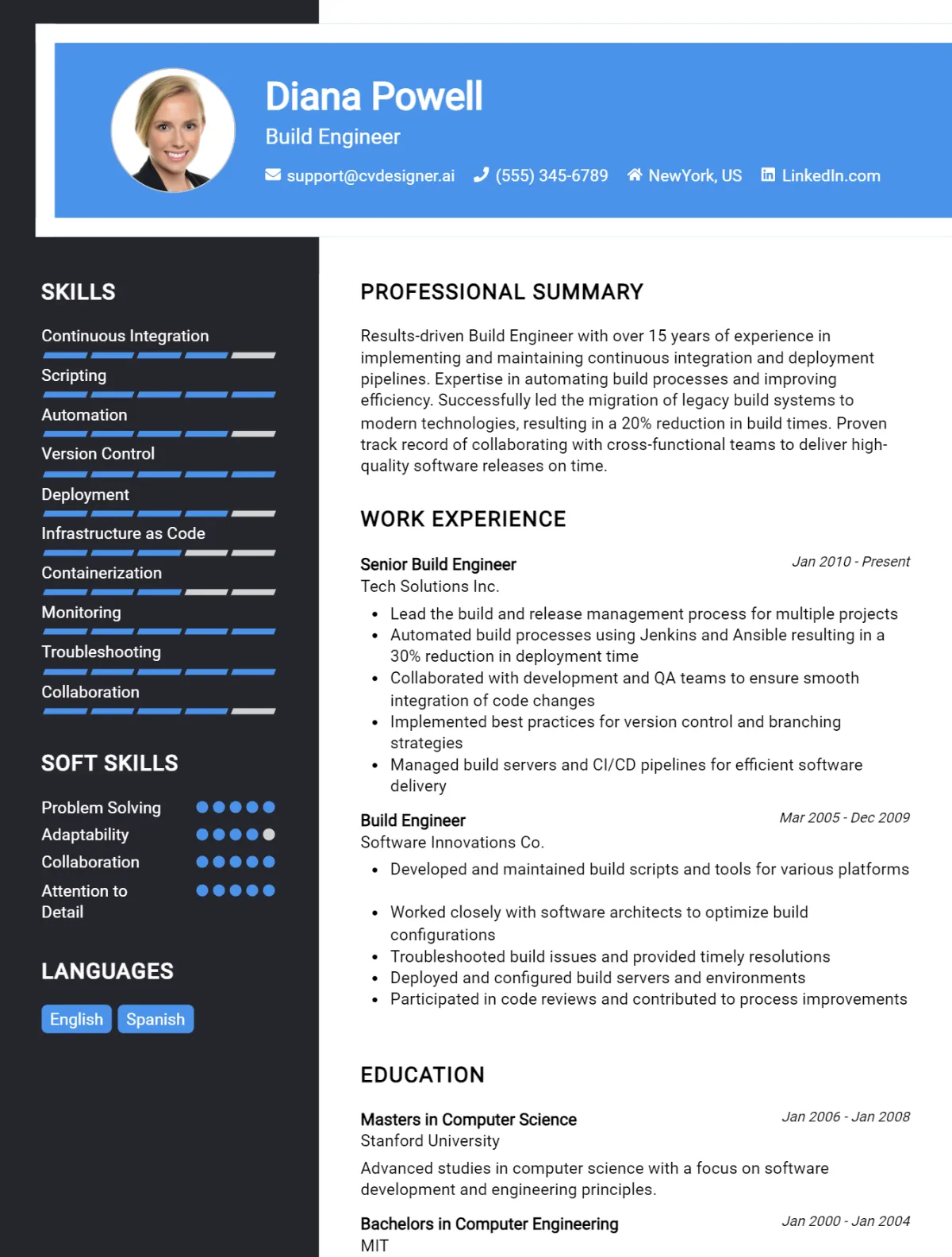 Build Engineer CV Example