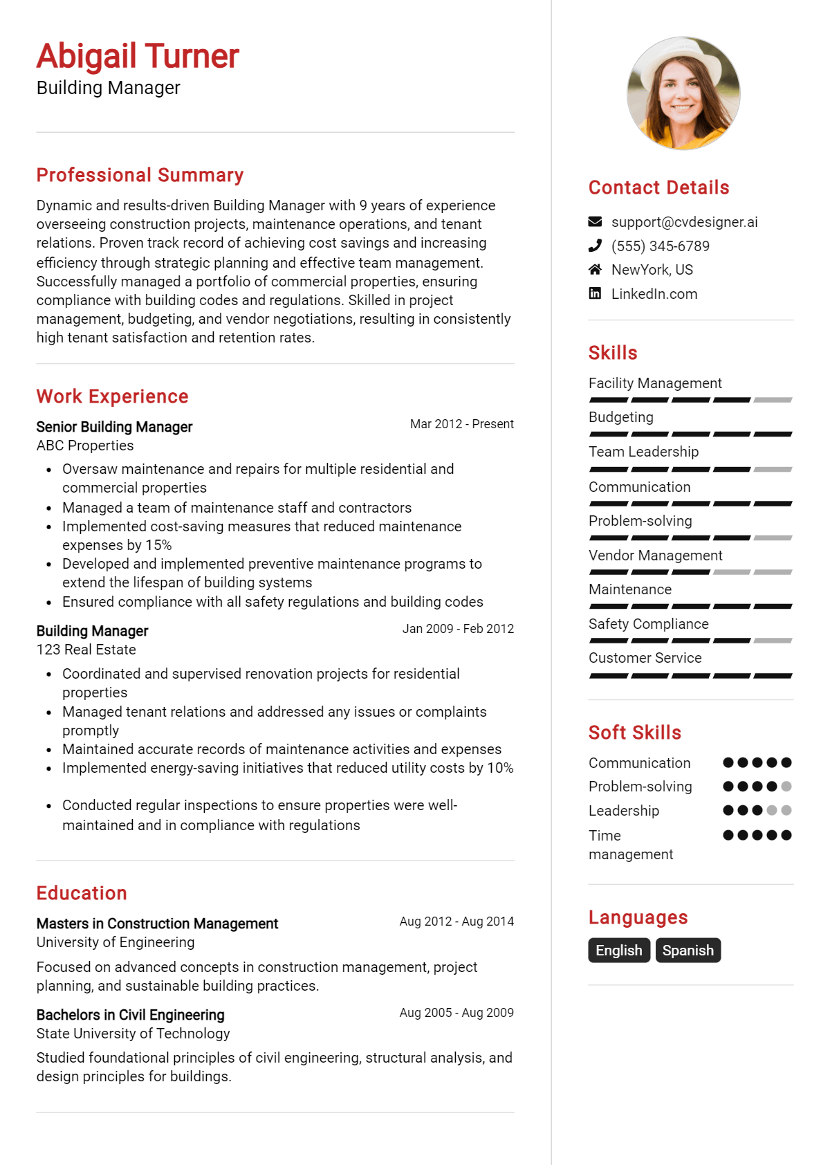 Building Manager Resume Example
