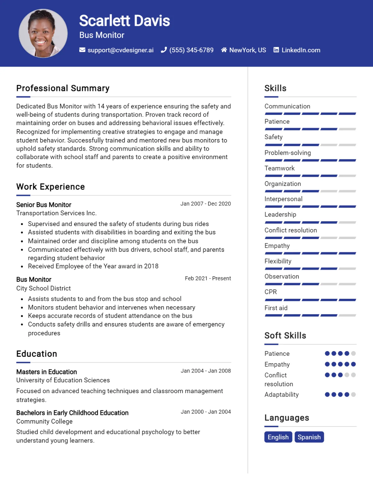 Bus Monitor CV Example