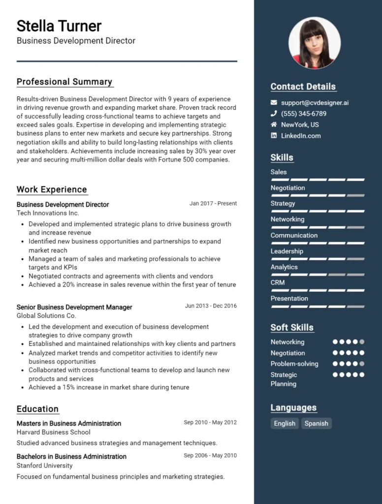 Business Development Director CV Example