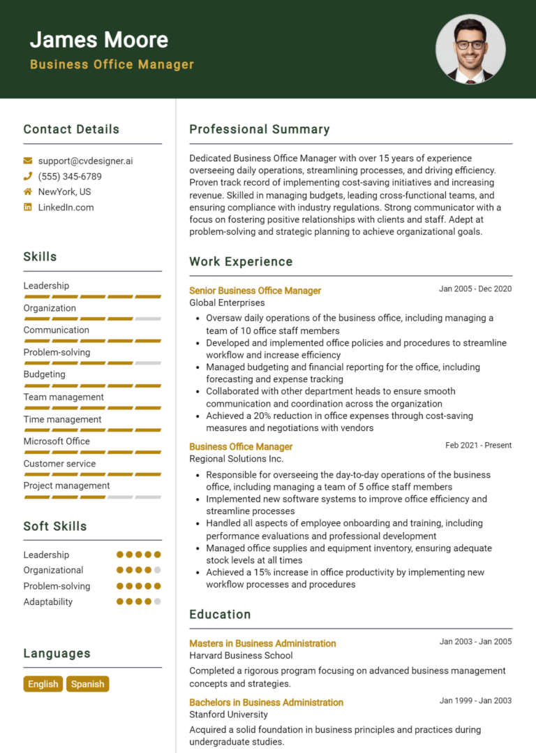14 Business Office Manager Resume Examples for 2025: Proven Tips & Templates
