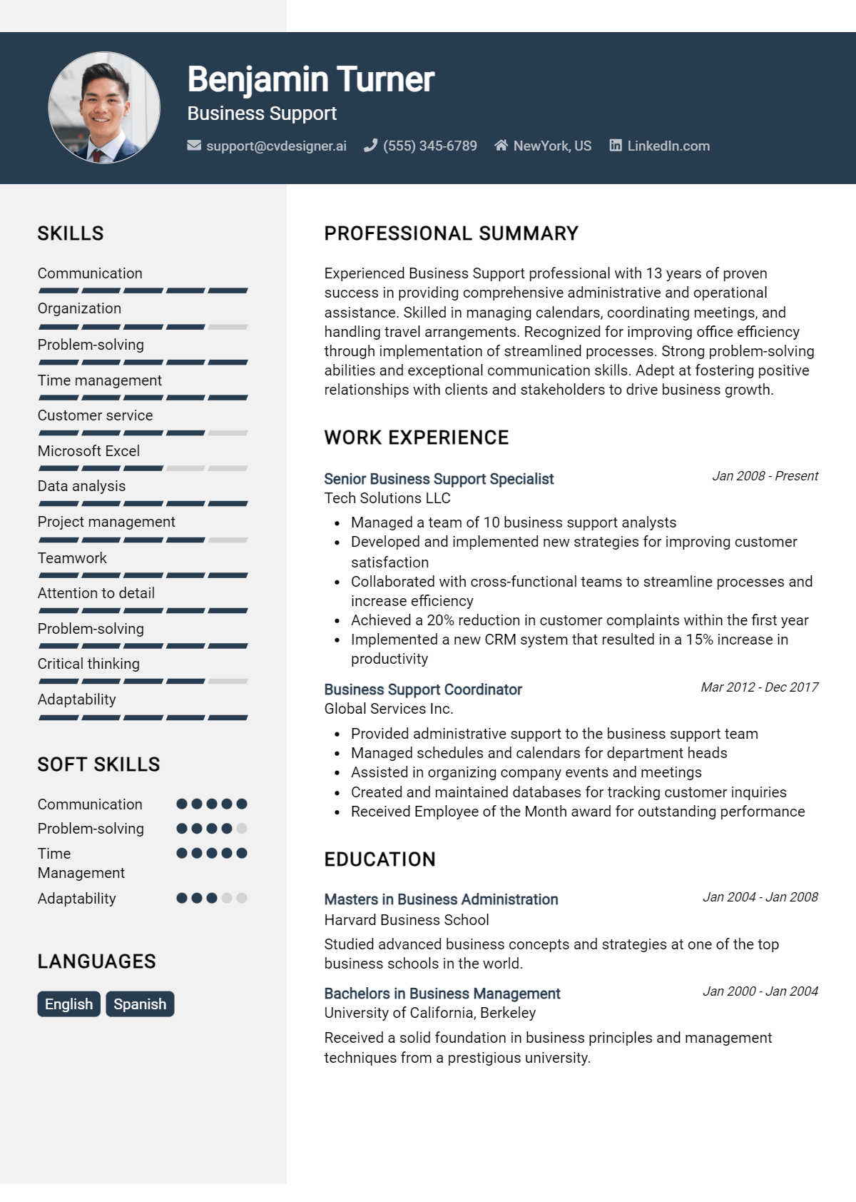 Business Support Resume Example