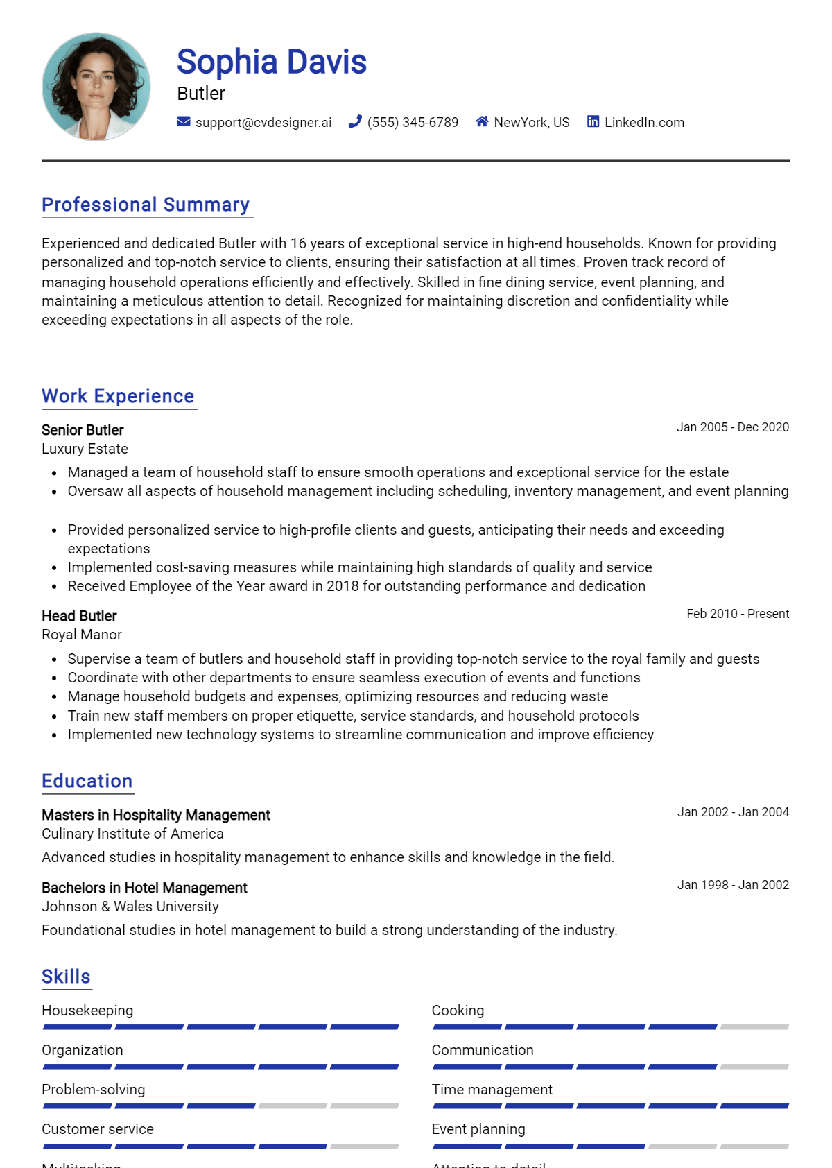 Butler Resume Example