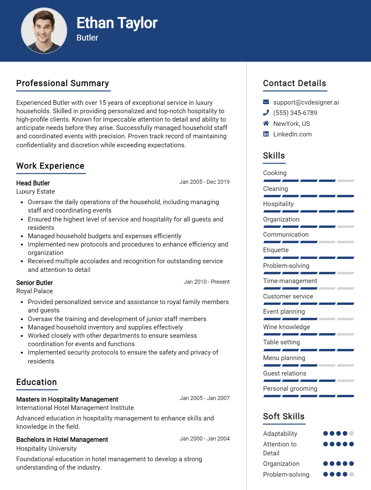 Butler CV Example