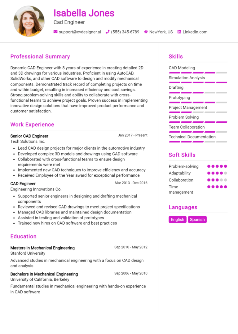 9 CAD Engineer Resume Examples And Templates for 2025