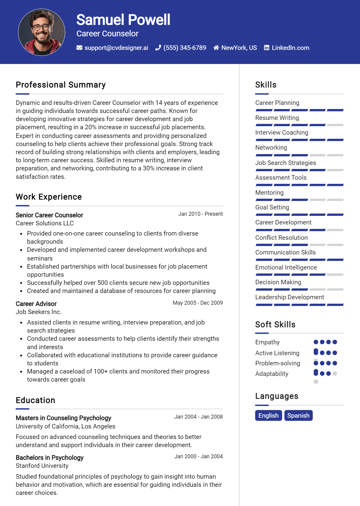 Career Counselor Resume Example